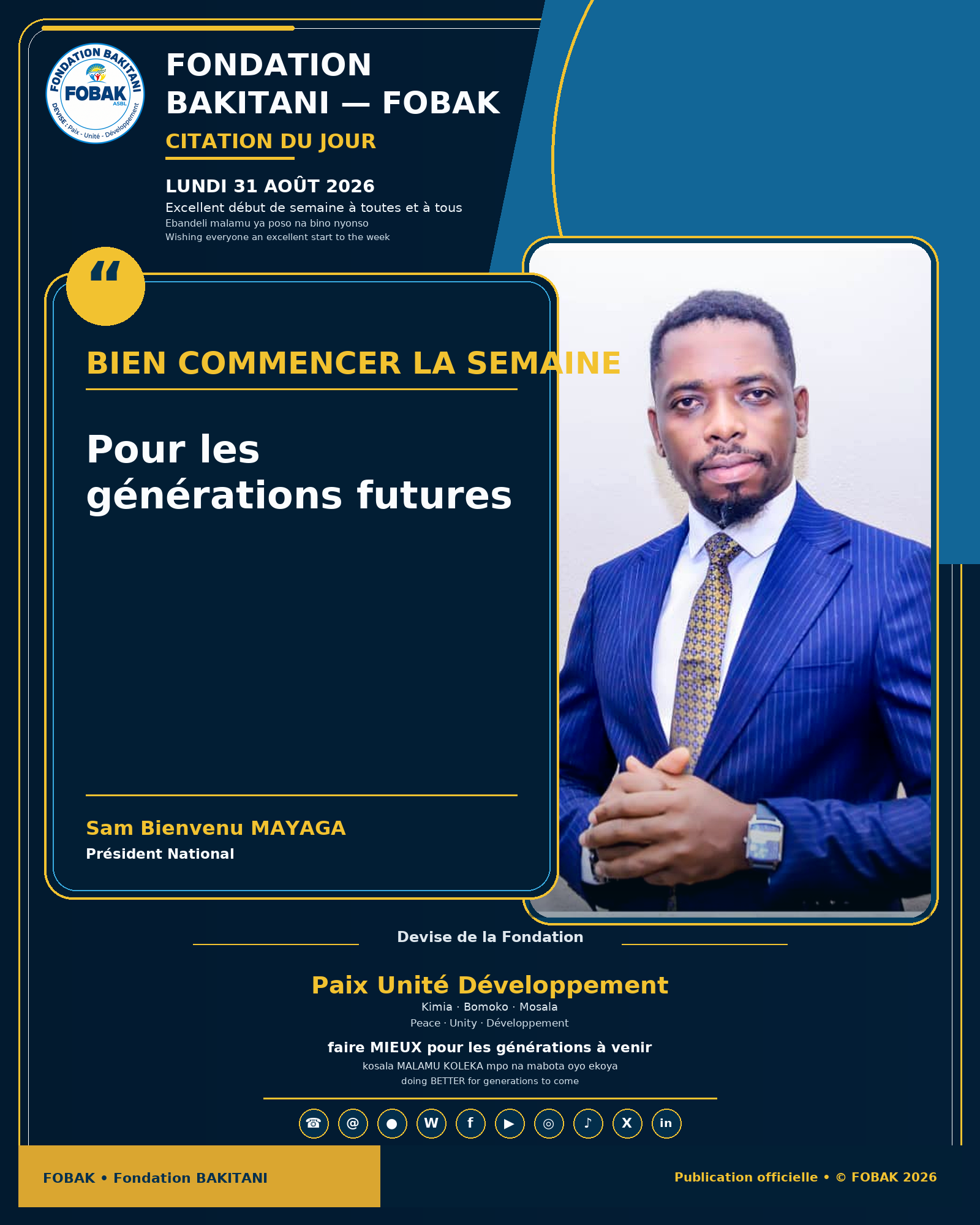 Citation de Sam Bienvenu MAYAGA