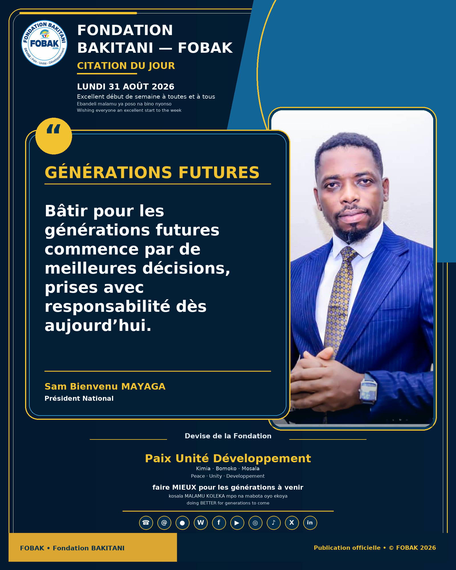 Citation de Fondation BAKITANI — FOBAK