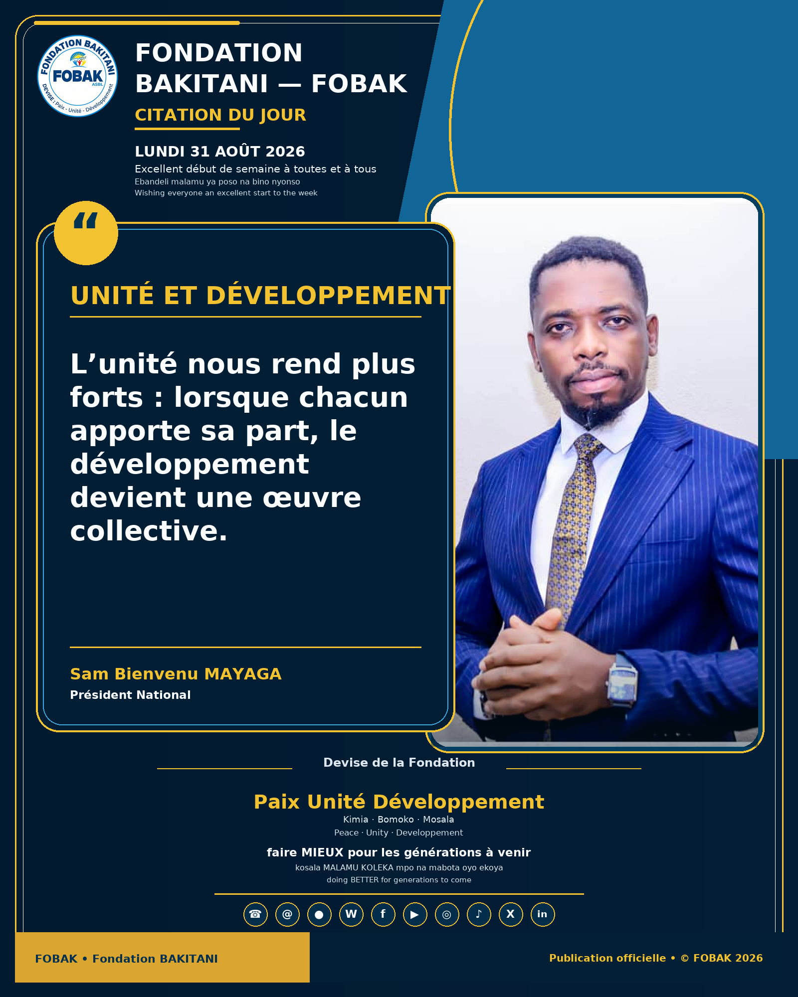 Citation de Fondation BAKITANI — FOBAK