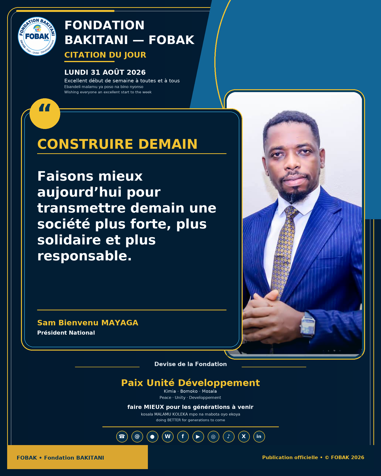 Citation de Fondation BAKITANI — FOBAK